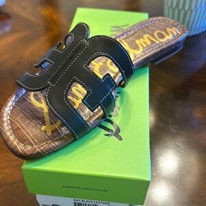 Sam Edelman Black and Brown Leather Sandals